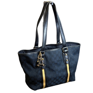 Gucci Black Tote with Gold-Tone Stripe